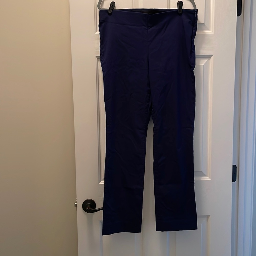 Side zipper stretch navy pant